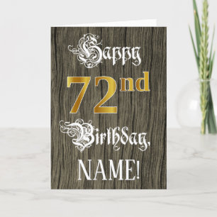 72nd Birthday: Faux Gold Look + Faux Wood Pattern Card