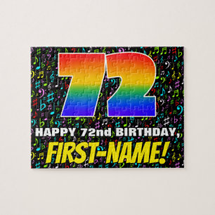 72nd Birthday — Fun, Colourful Music Symbols & “72 Jigsaw Puzzle
