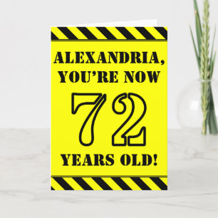 72nd Birthday: Fun Stencil Style Text, Custom Name Card