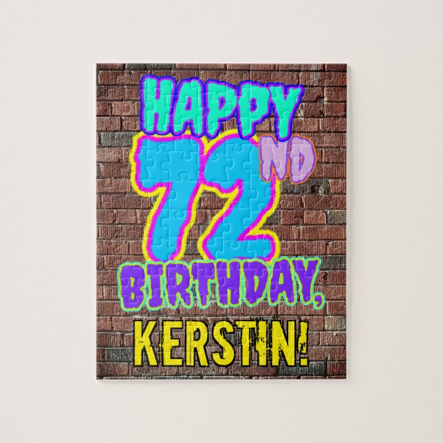 72nd Birthday ~ Fun, Urban Graffiti Inspired Look Jigsaw Puzzle (Vertical)
