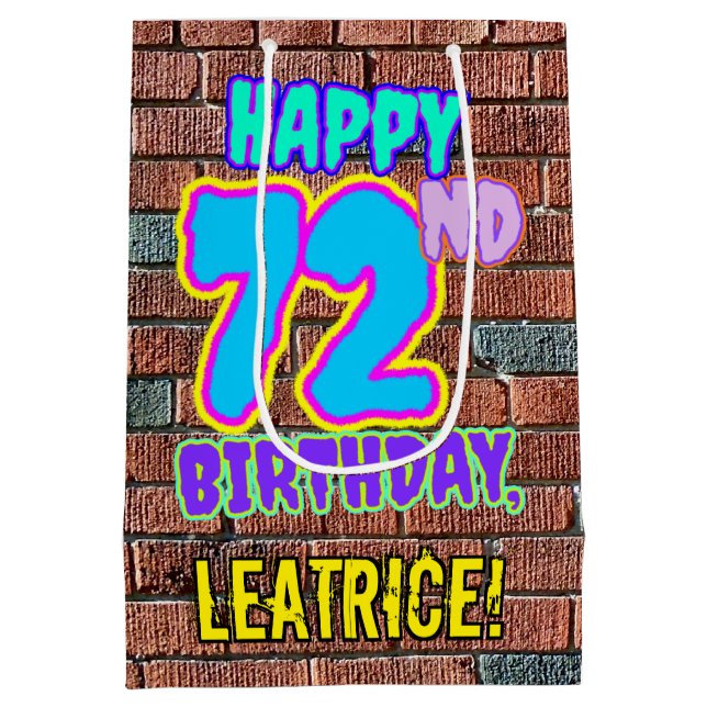 72nd Birthday: Fun, Urban Graffiti Inspired Look Medium Gift Bag (Back)