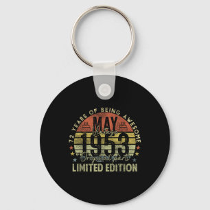 72nd Birthday Gifts Vintage May 1953 72 Years Old  Key Ring