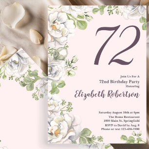 72nd Birthday Invitation Blush Pink Floral Peonies
