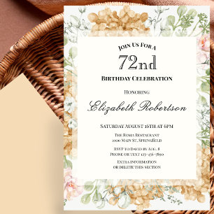 72nd Birthday Invitation in Elegant Autumn Colours