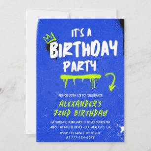 72nd birthday invitations Men Graffiti Spray paint
