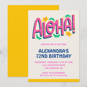 72nd birthday invitations Tropical Aloha Hawaii