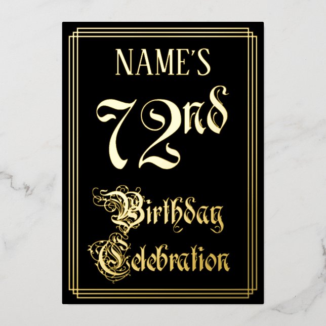 72nd Birthday Party — Fancy Script & Custom Name (Front)