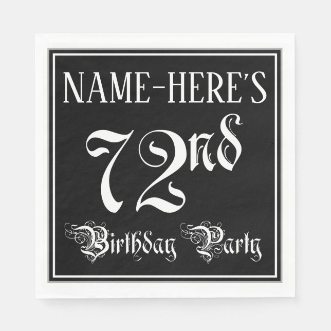 72nd Birthday Party — Fancy Script + Custom Name Napkin (Front)