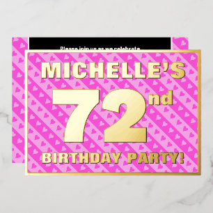 72nd Birthday Party — Fun Pink Hearts and Stripes