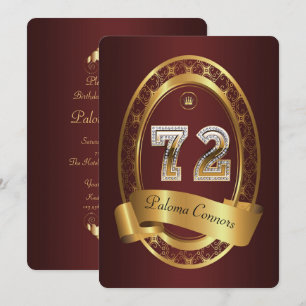 72nd,birthday party woman man,elegant colour invitation