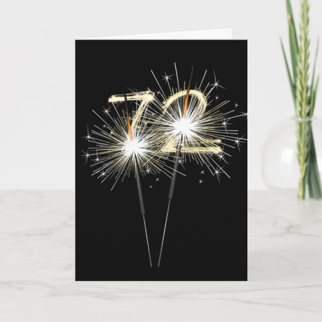 72nd Birthday Sparklers on Black  Card (Front)