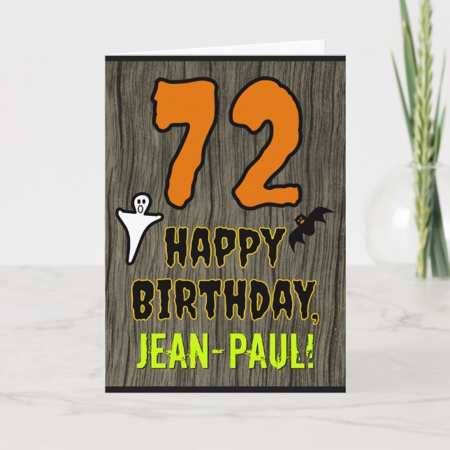 72nd Birthday: Spooky Halloween Theme, Custom Name Card (Front)