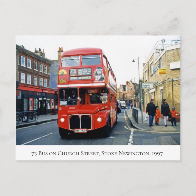 73 Bus Stoke Newington Church St N16 in 1997 Postcard (Front)