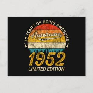 73 Year Old 1952 Retro Awesome 73rd Birthday Gift Postcard