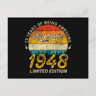 73 Year Old Bday 1948 Awesome Since 73rd Birthday Postcard