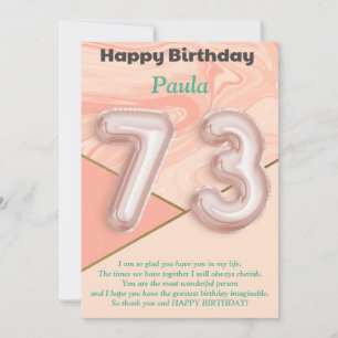 73 year old girls Happy Birthday card