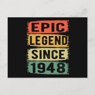 73 Years Old Bday 1948 Epic Legend 74th Birthday Postcard