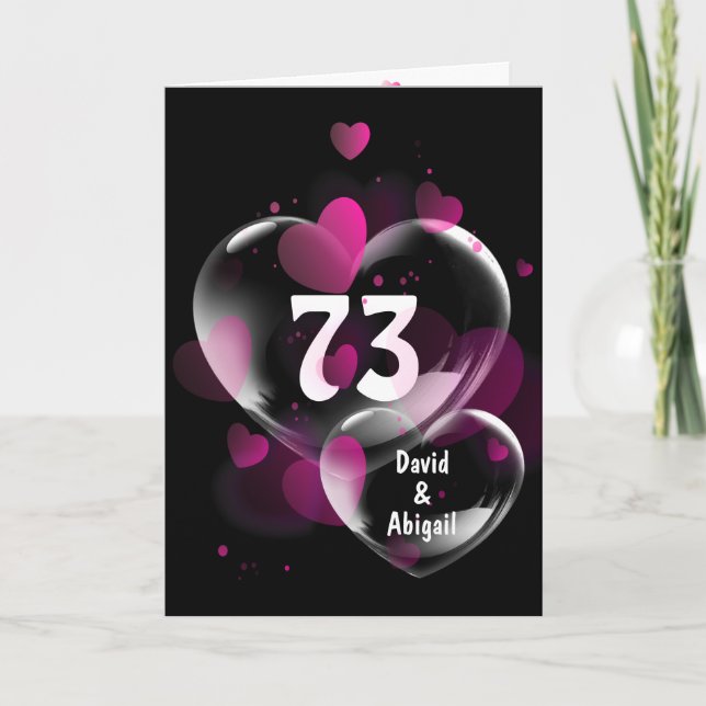 73rd Anniversary Heart Bubbles on Black Card (Front)