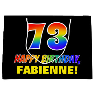 73rd Birthday: Bold, Fun, Simple, Rainbow 73 Large Gift Bag