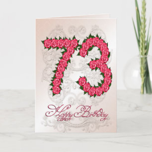 73rd birthday card with roses and leaves