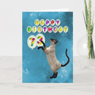 73rd Birthday card with siamese cats