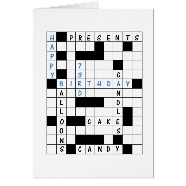 73rd Birthday, Crossword Puzzle (Front)