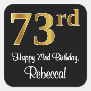 73rd Birthday – Elegant Luxurious Faux Gold Look # Square Sticker