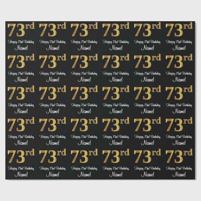 73rd Birthday: Elegant Luxurious Faux Gold Look # Wrapping Paper (Flat)