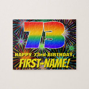 73rd Birthday: Fun, Colorful Celebratory Fireworks Jigsaw Puzzle