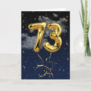 73rd Birthday Gold Mylar Balloon and Confetti Card