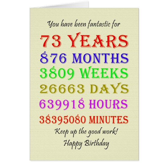 73rd Birthday Milestones (Front)