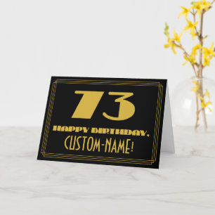 73rd Birthday: Name + Art Deco Inspired Look "73" Card