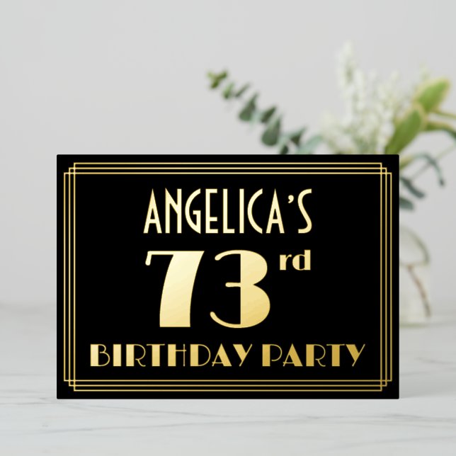 73rd Birthday Party: Art Deco Look “73”, w/ Name (Standing Front)