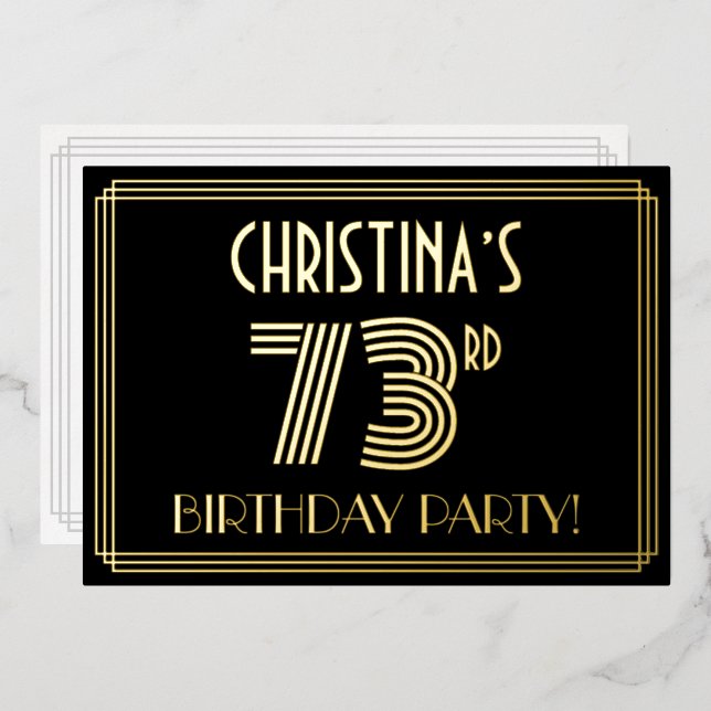 73rd Birthday Party — Art Deco Style “73” + Name (Front/Back)