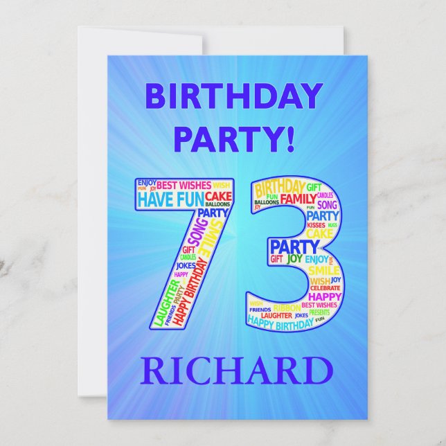 73rd Birthday Party Invitation Add a Name (Front)