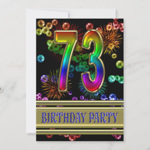 73rd Birthday party Invitation with bubbles