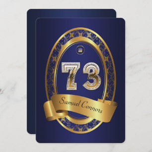 73rd,birthday party woman man,elegant colour invitation