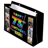 73rd Birthday: Rainbow Text, Custom Photos & Name