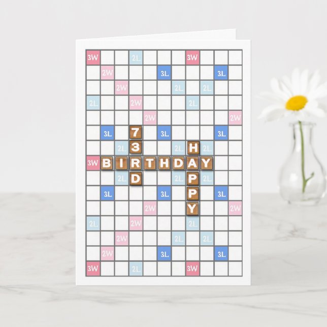 73rd Birthday, Word Game Board Card (Small Plant)