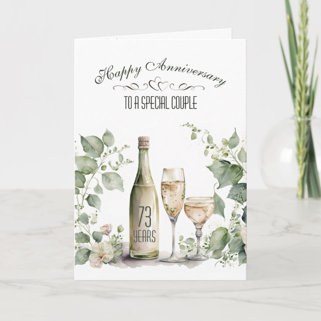 73rd Wedding Anniversary Wine and Ivy   Card (Front)