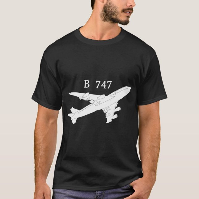 747 Aeroplane Shirt Hand drawn Graphic TShirt Plan (Front)