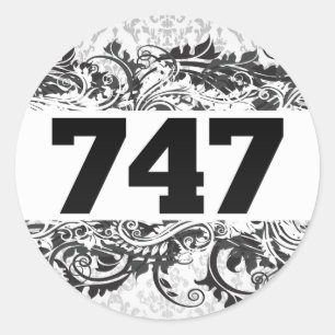 747 CLASSIC ROUND STICKER