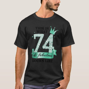 74 & Fabulous I Turquoise White Party Group Photo  T-Shirt