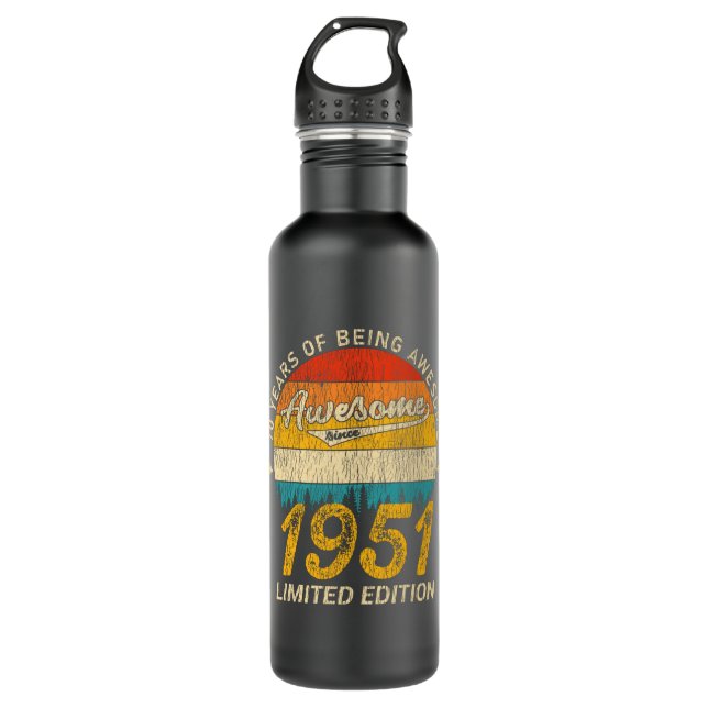 74 Year Old 1951 Retro Awesome 74th Birthday Gift 710 Ml Water Bottle (Front)