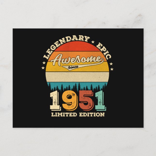 74 Year Old Bday 1951 Awesome 74th Birthday Gift Postcard (Front)