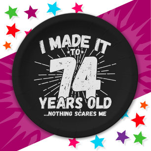 74 Year Old Sarcastic Meme Funny 74th Birthday Paper Plate