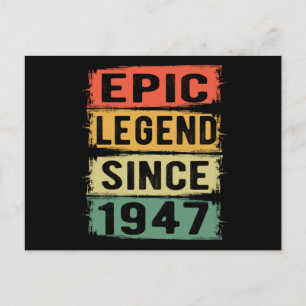 74 Years Old Bday 1947 Epic Legend 75th Birthday Postcard