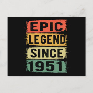 74 Years Old Bday 1951 Epic Legend 74th Birthday Postcard