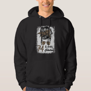 74 Years Old Fabulous Messy Bun Leopard 74th Birth Hoodie