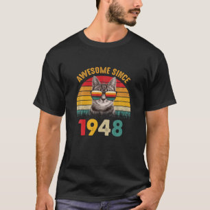 74Th Birthday 74 Year Cat Lover Vintage Awesome Si T-Shirt
